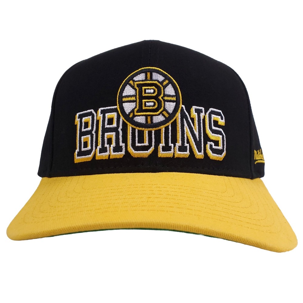 Boston Bruins Mitchell & Ness NHL Pro Fit Snapback Hat Cap Embroidery Logo New